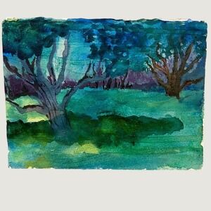 Original Watercolor Painting Peaceful Nature Scene One Of A Kind Ready To Frame